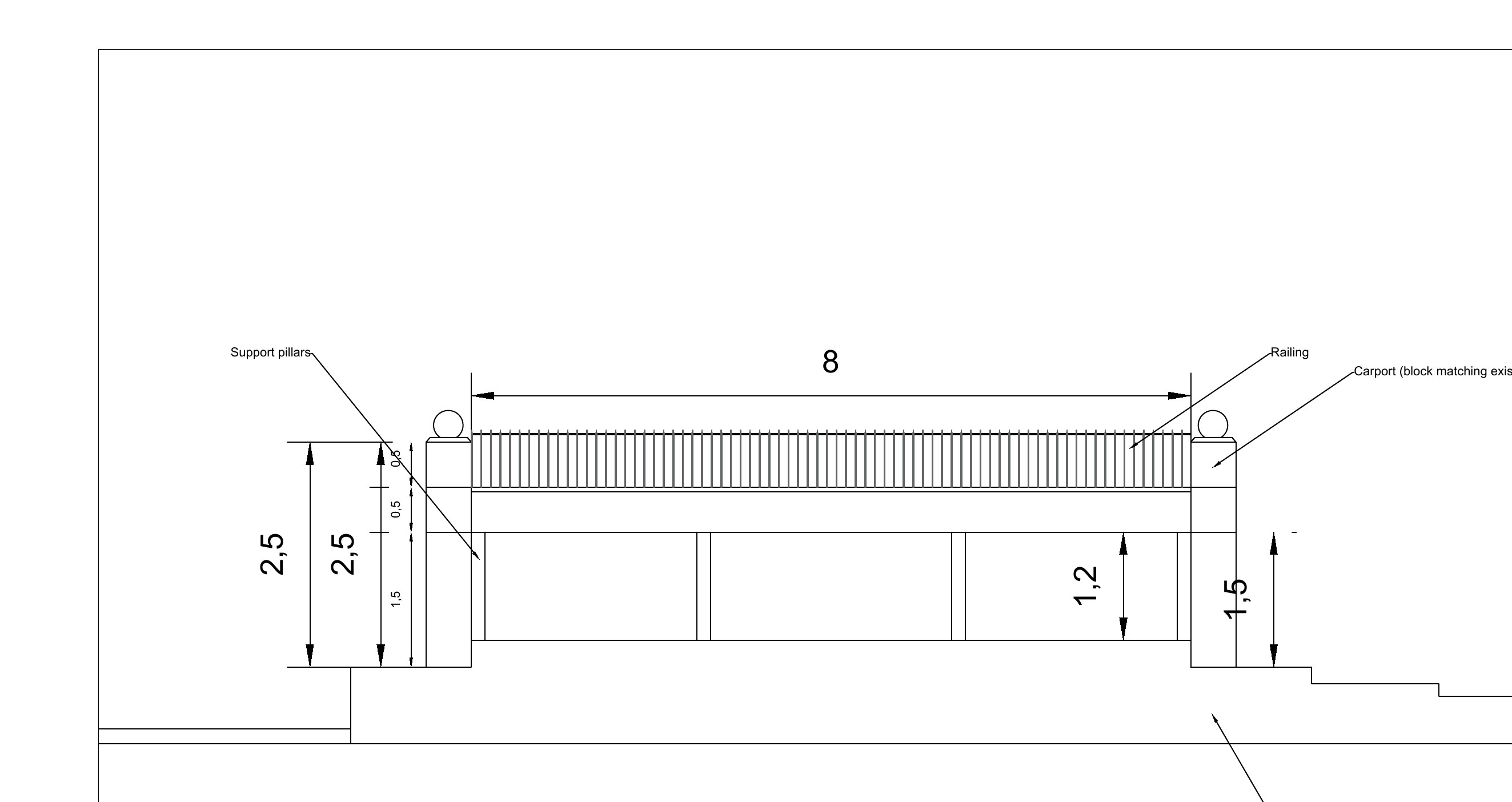 Drawing for retrospective carport at Callerton Hall, Grade II listed building