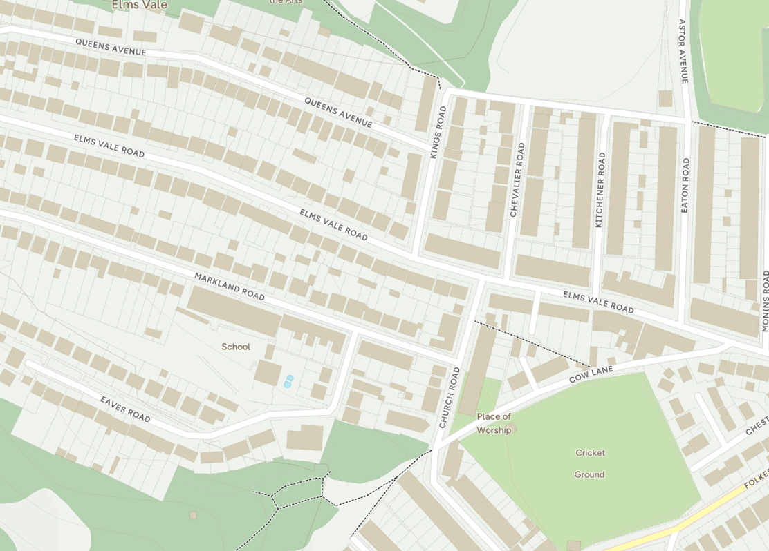 Location map for fence and curtilage extension case in Dover